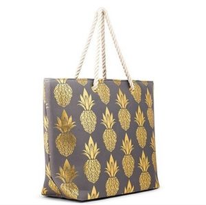 Gray Pineapple Tote Bag with Wallet NWOT